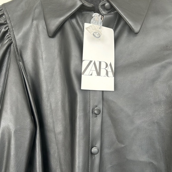 Faux Leather Blouse NWT - Picture 2 of 5